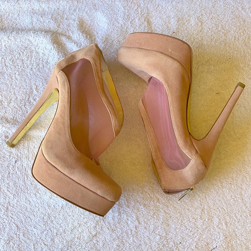 Blush Suede High Heels Booties